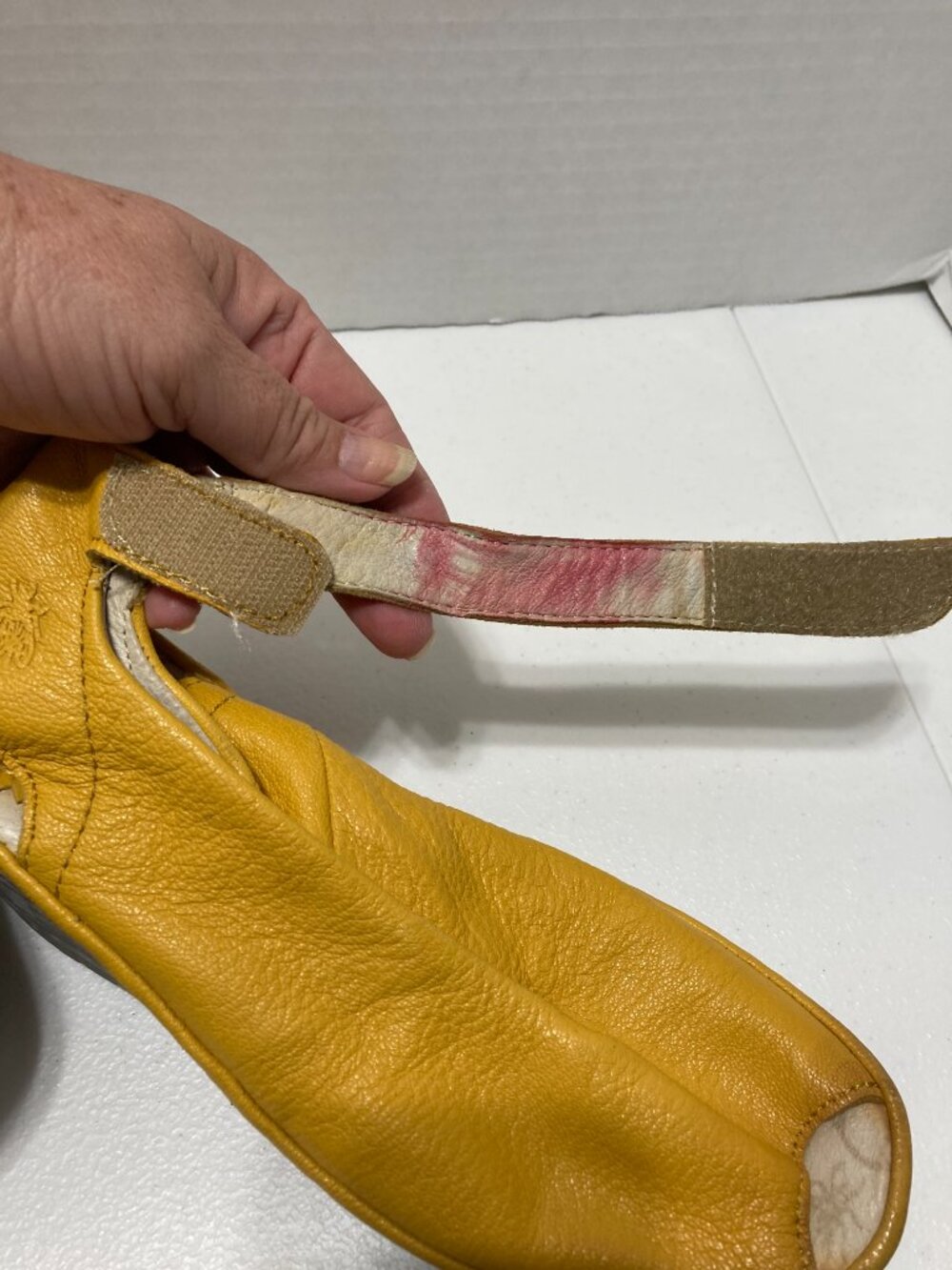 Fly London Yala Wedge Sandals Yellow Leather Peep Toe Ankle Strap Size 36 - Picture 13 of 14